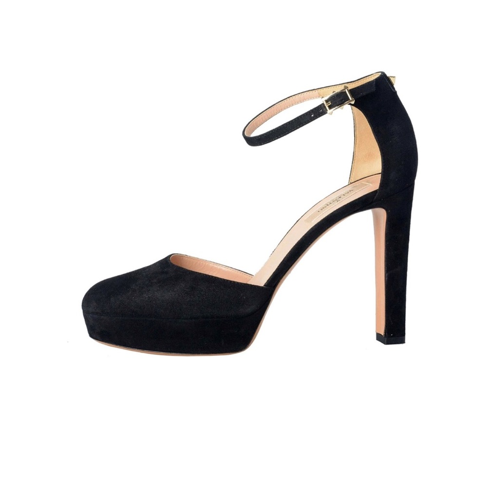 Valentino black suede ankle strap pumps Sz 8